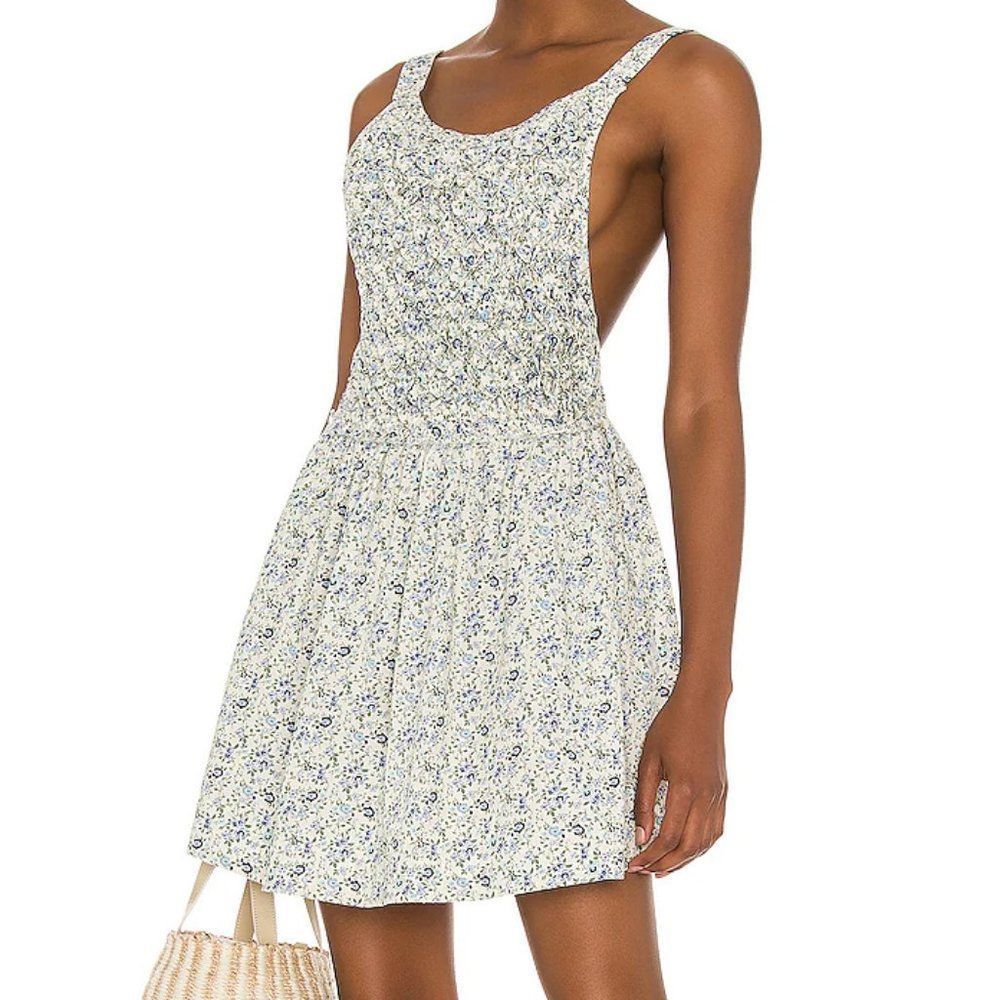 Free People Floral Mini Dress - Blue and White